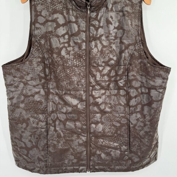Chico's 3 Women's Vest Size XL Brown Animal Print Full Zip Sleeveless pockets - Picture 5 of 9